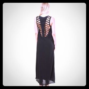 Sexy Black Wendy Webbed Maxi Dress👗